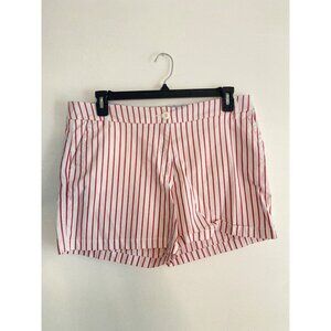 Crown & Ivy Women’s Caroline Red & White Striped Cotton Shorts Size 14